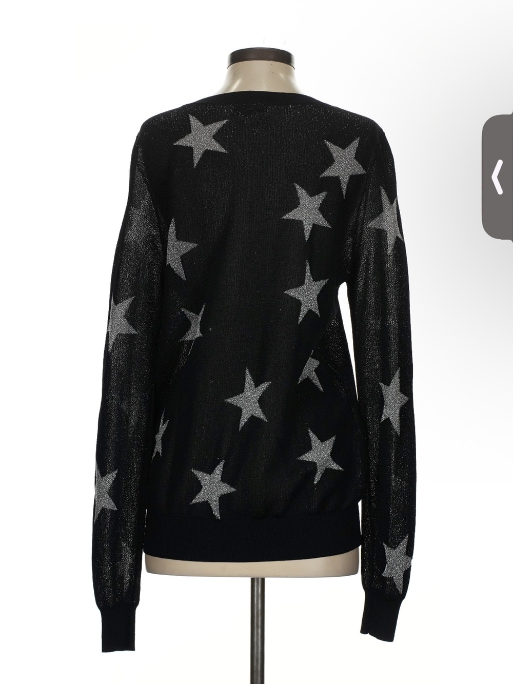 Like new Lovers & Friends Black V-Neck silver star Print Sweater small - Picture 2 of 2